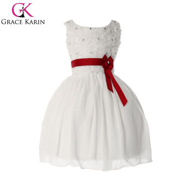 Grace Karin estilo popular da princesa White Flower Girls Dresses para casamento CL4609